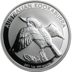 Серебряная монета Австралии 1 доллар "Кукабарра", 31.1 г, 2011г.